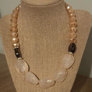 Decorative rose and peach stone necklace